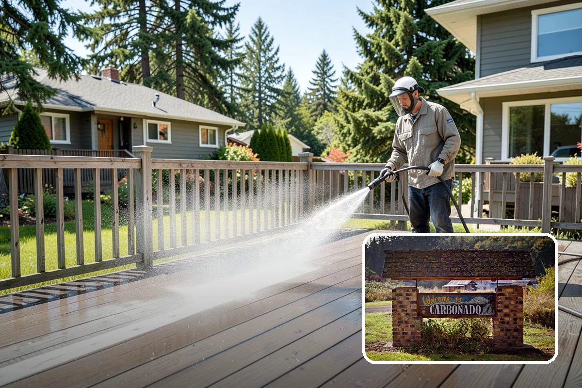 House Algae Removal in Carbonado, Pierce County, WA - Dissolves the green algae film completely