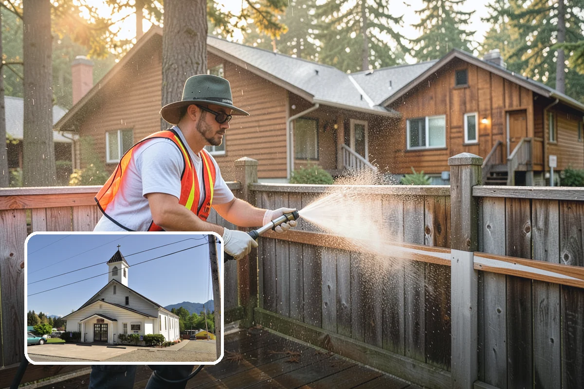 House Algae Removal in Concrete, Skagit County, WA - Dissolves the green algae film completely