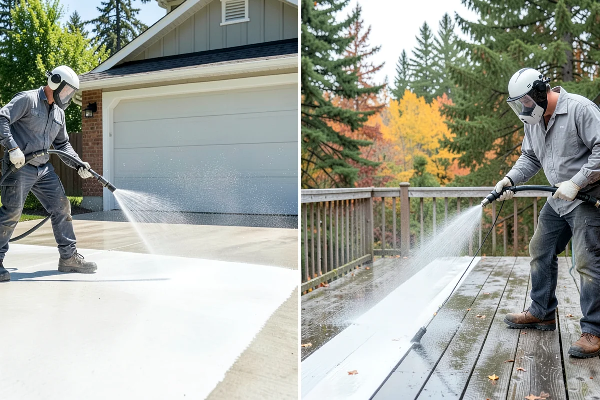 House Algae Removal in Concrete, Skagit County, WA - Identify the walls with the heaviest green coating