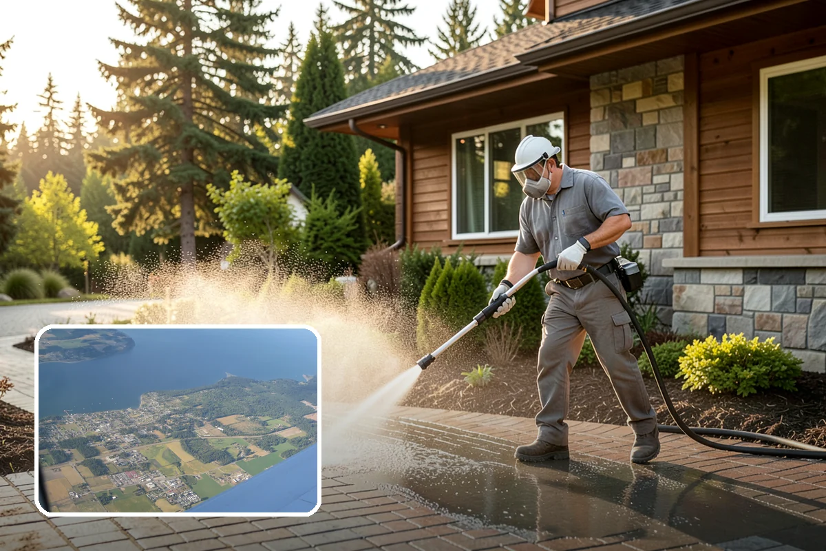 House Algae Removal in Coupeville, Island County, WA - Dissolves the green algae film completely