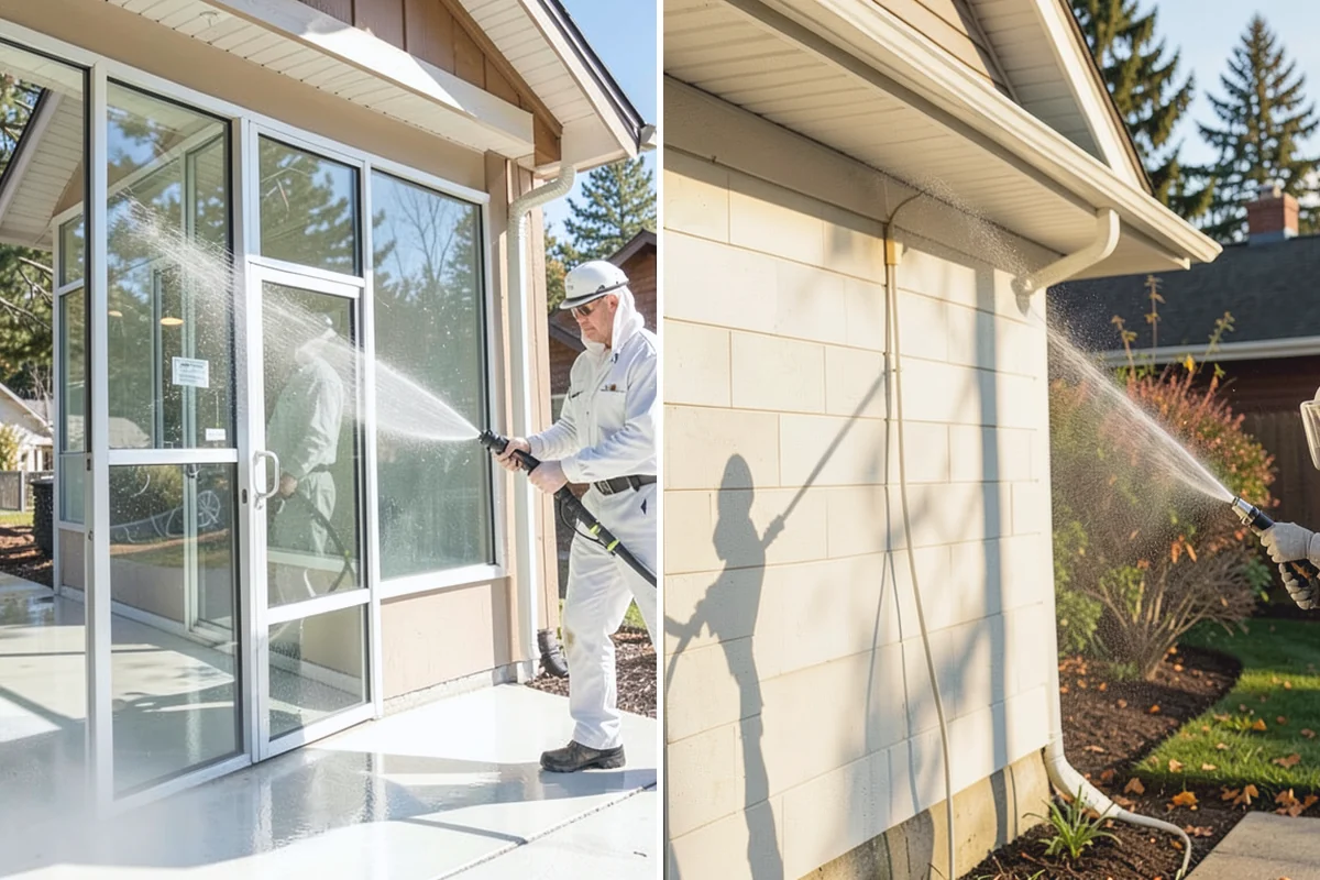 House Algae Removal in Coupeville, Island County, WA - Identify the walls with the heaviest green coating