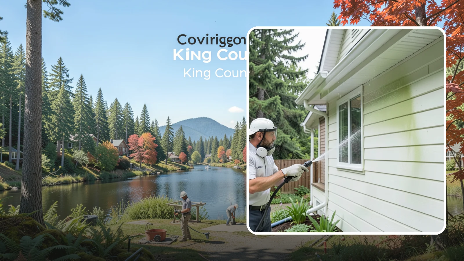 House Algae Removal in Covington, King County, WA - House algae removal strips the green film that coats siding on the shaded, rain-fed walls so common across the Northwest.