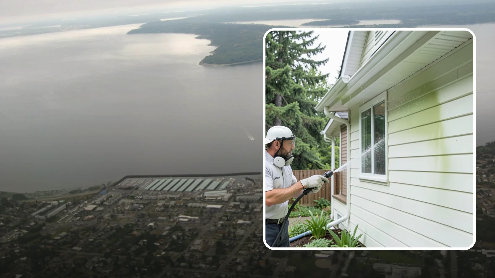 House Algae Removal in Des Moines, King County, WA - House algae removal strips the green film that coats siding on the shaded, rain-fed walls so common across the Northwest.