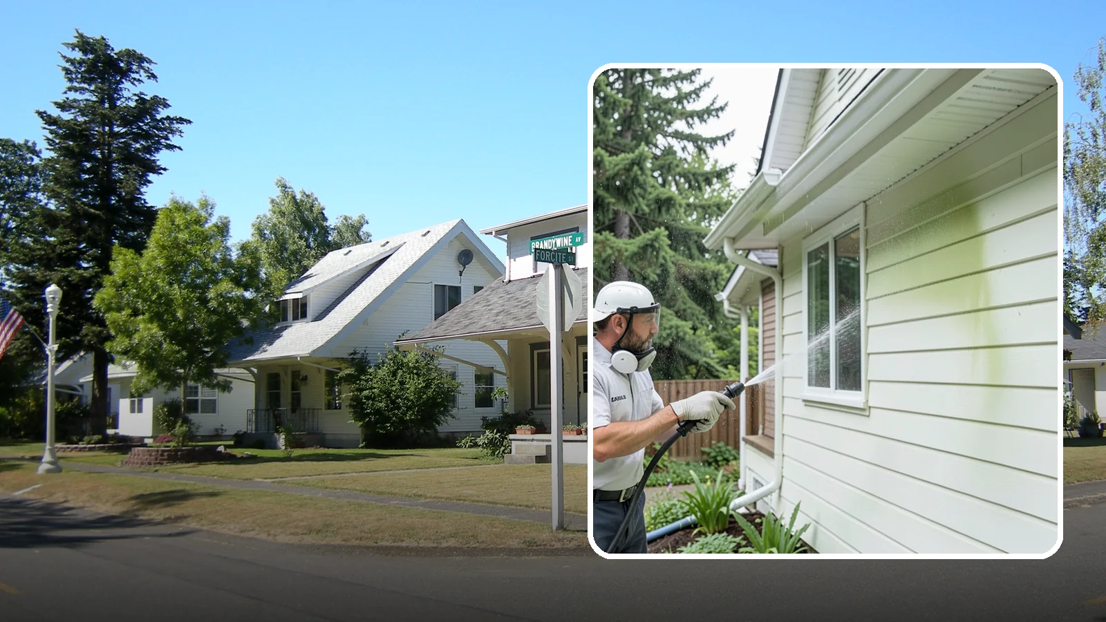 House Algae Removal in DuPont, Pierce County, WA - House algae removal strips the green film that coats siding on the shaded, rain-fed walls so common across the Northwest.
