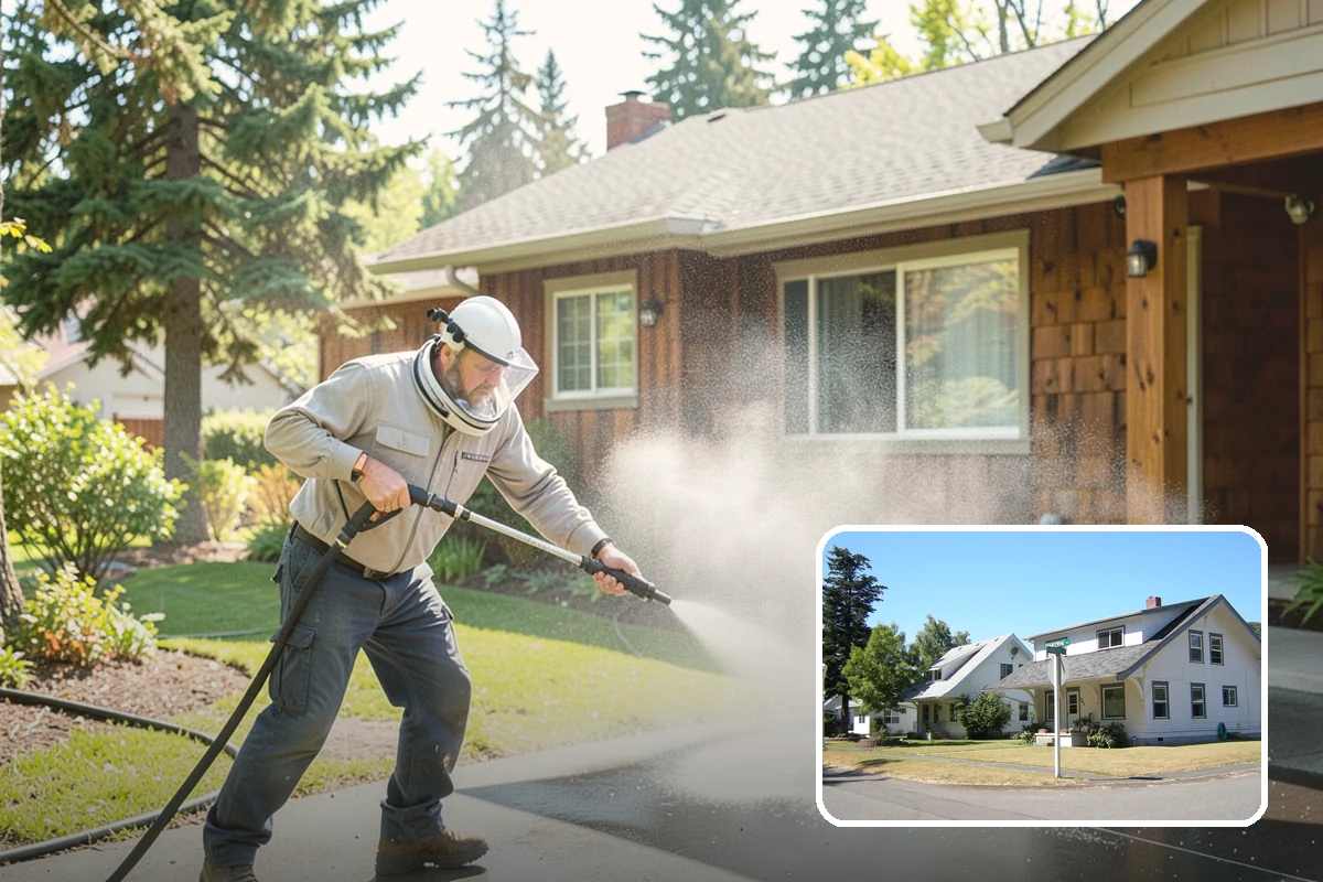 House Algae Removal in DuPont, Pierce County, WA - Dissolves the green algae film completely