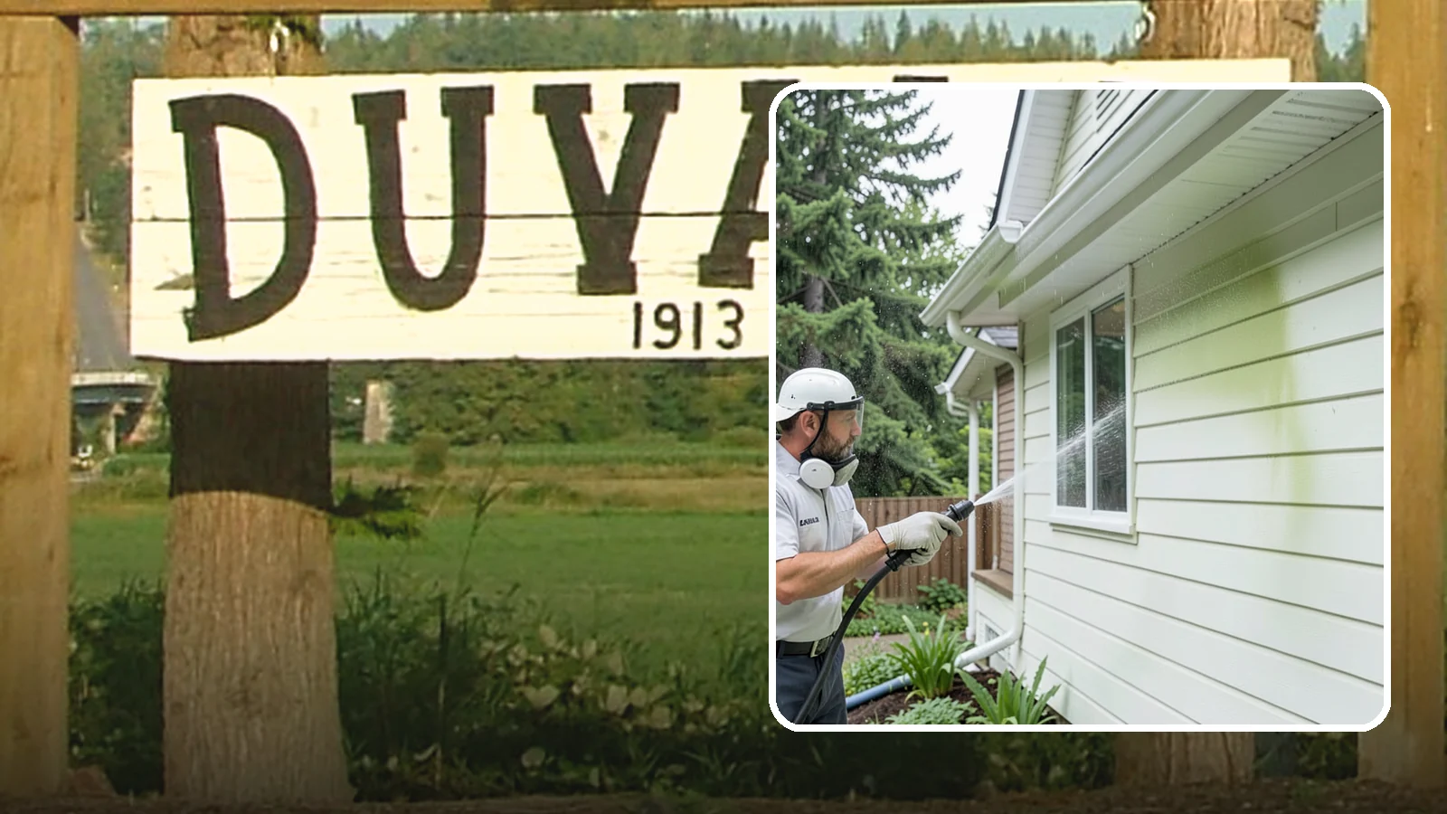 House Algae Removal in Duvall, King County, WA - House algae removal strips the green film that coats siding on the shaded, rain-fed walls so common across the Northwest.