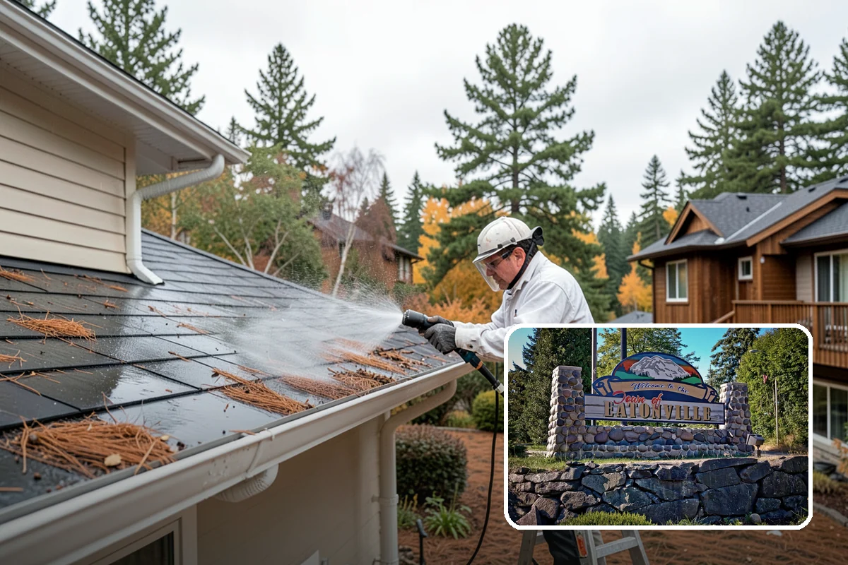 House Algae Removal in Eatonville, Pierce County, WA - Dissolves the green algae film completely