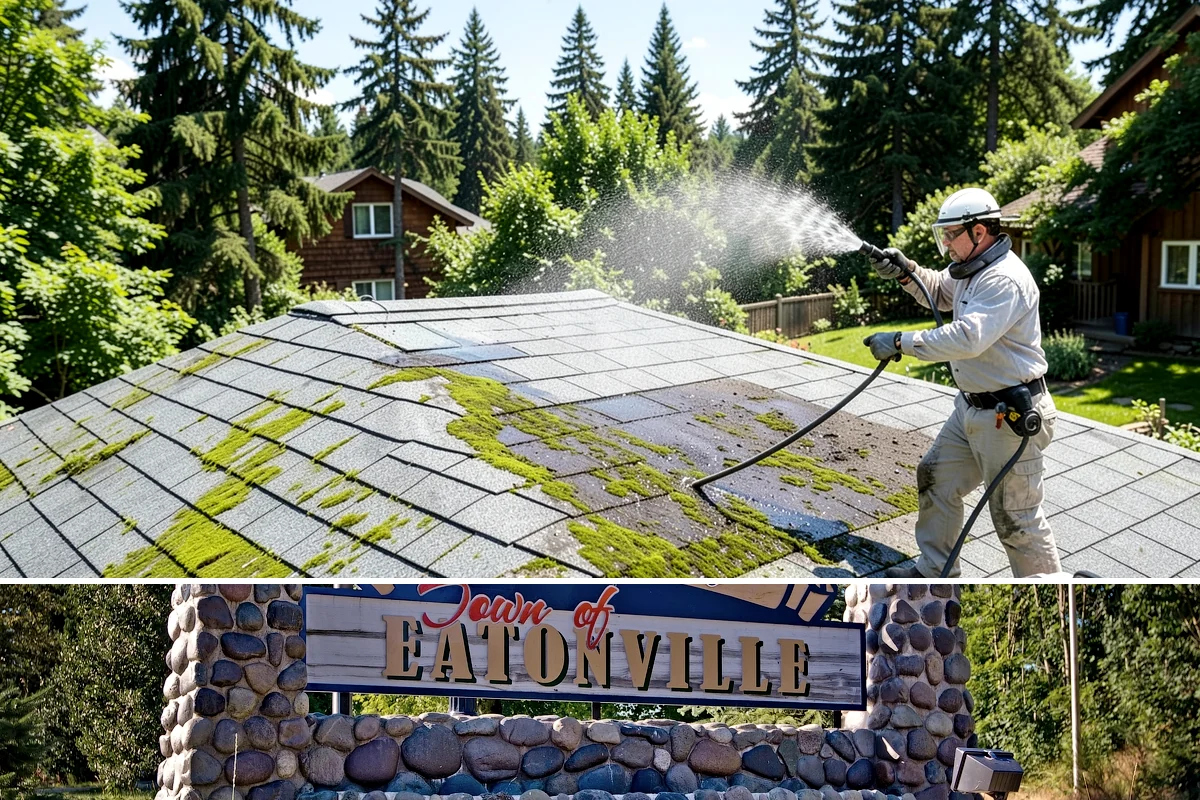 House Algae Removal in Eatonville, Pierce County, WA - Late spring through early fall gives the dry conditions the treatment needs to work before rain feeds new algae.