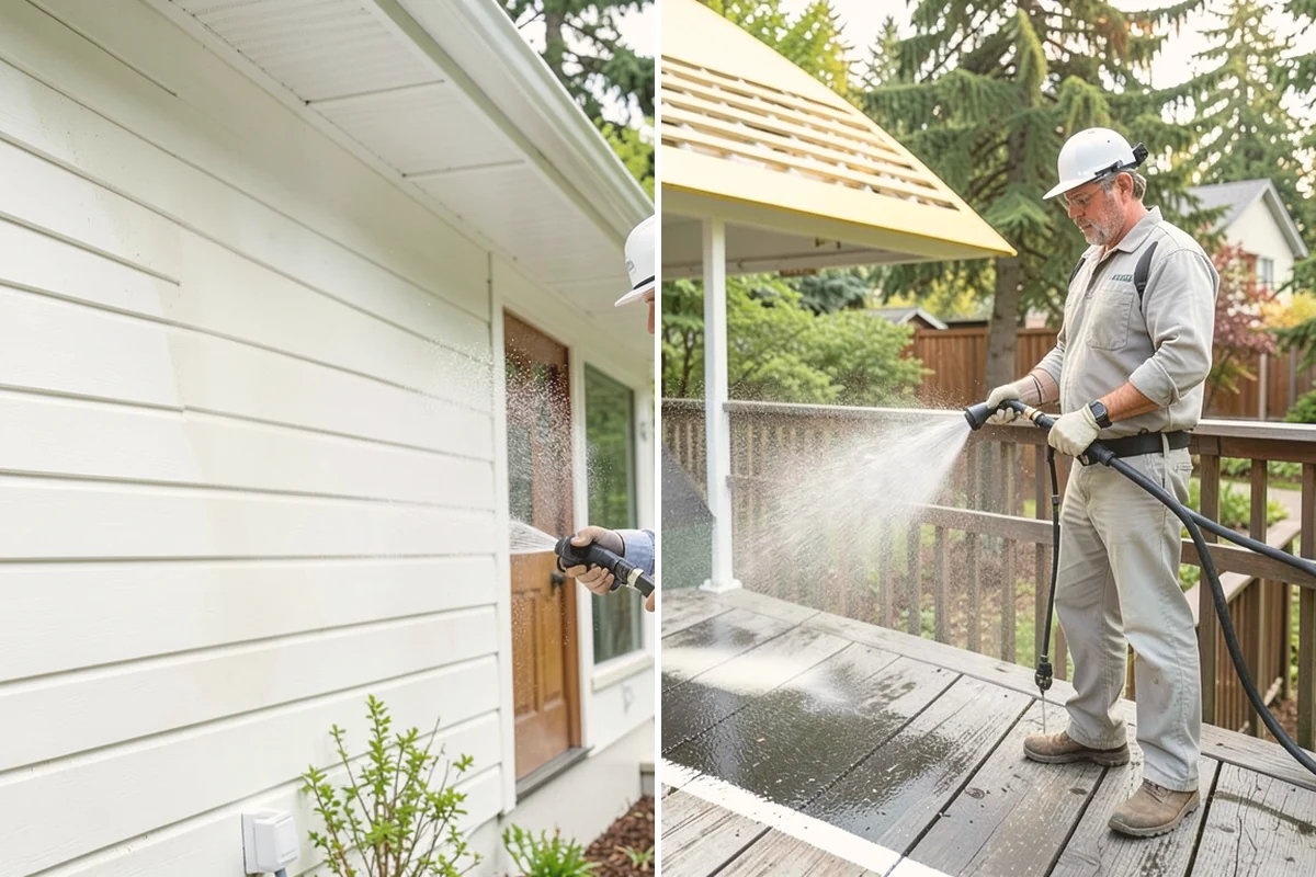 House Algae Removal in Edmonds, Snohomish County, WA - Identify the walls with the heaviest green coating