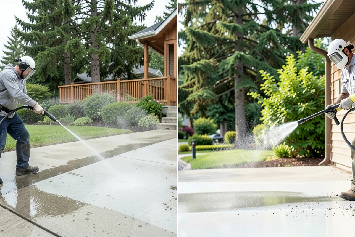 House Algae Removal in Enumclaw, King County, WA - Identify the walls with the heaviest green coating