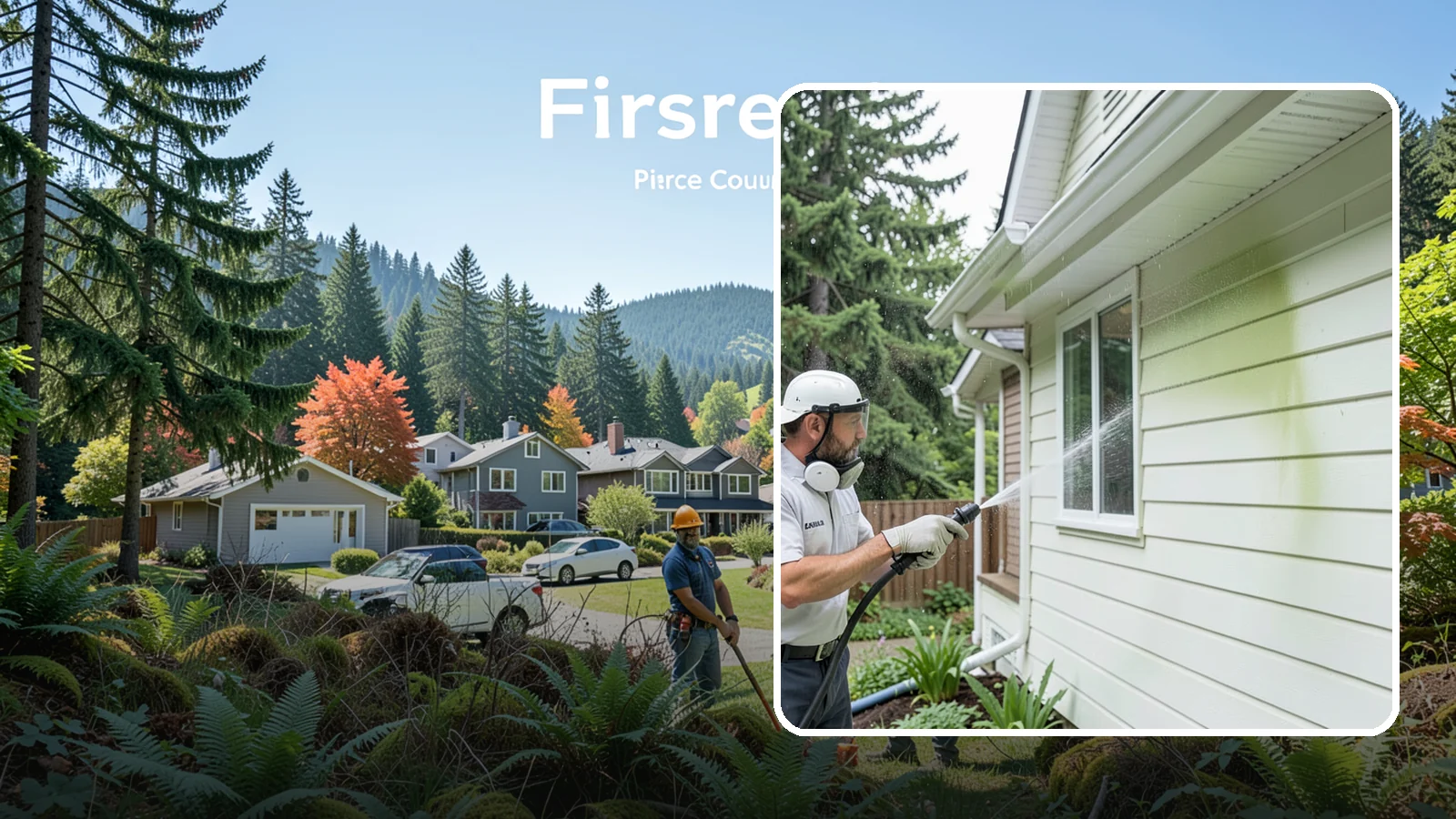 House Algae Removal in Fircrest, Pierce County, WA - House algae removal strips the green film that coats siding on the shaded, rain-fed walls so common across the Northwest.