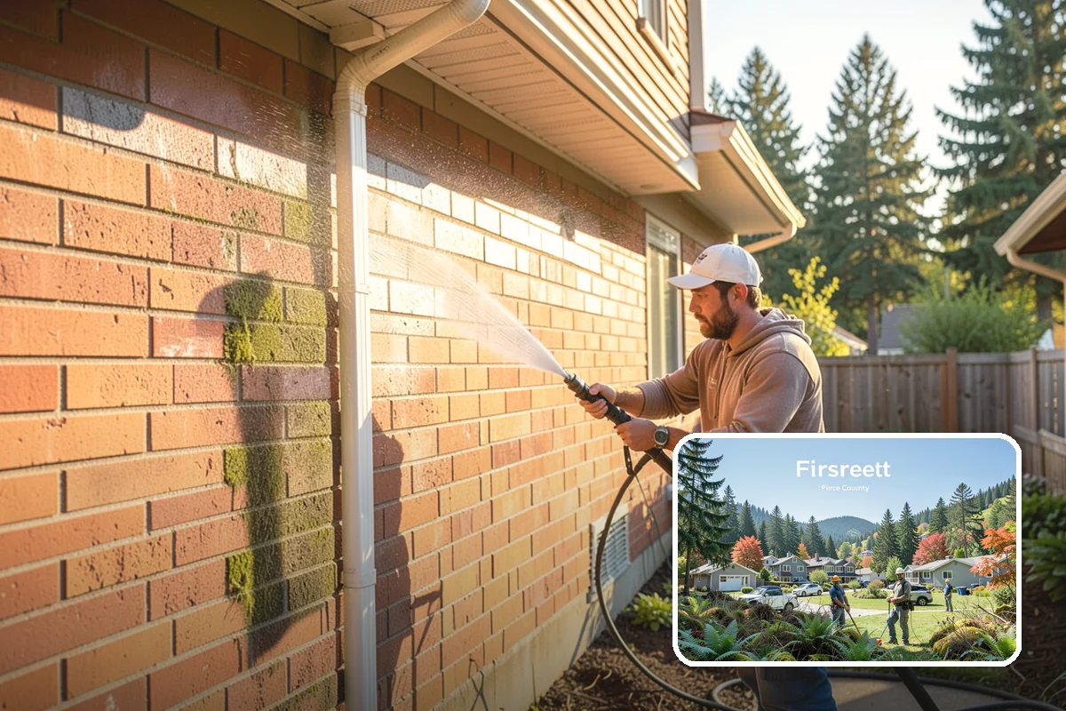 House Algae Removal in Fircrest, Pierce County, WA - Dissolves the green algae film completely