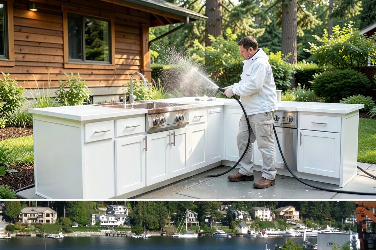 House Algae Removal in Gig Harbor, Pierce County, WA - Late spring through early fall gives the dry conditions the treatment needs to work before rain feeds new algae.