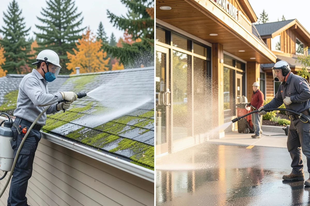 House Algae Removal in Gold Bar, Snohomish County, WA - Identify the walls with the heaviest green coating
