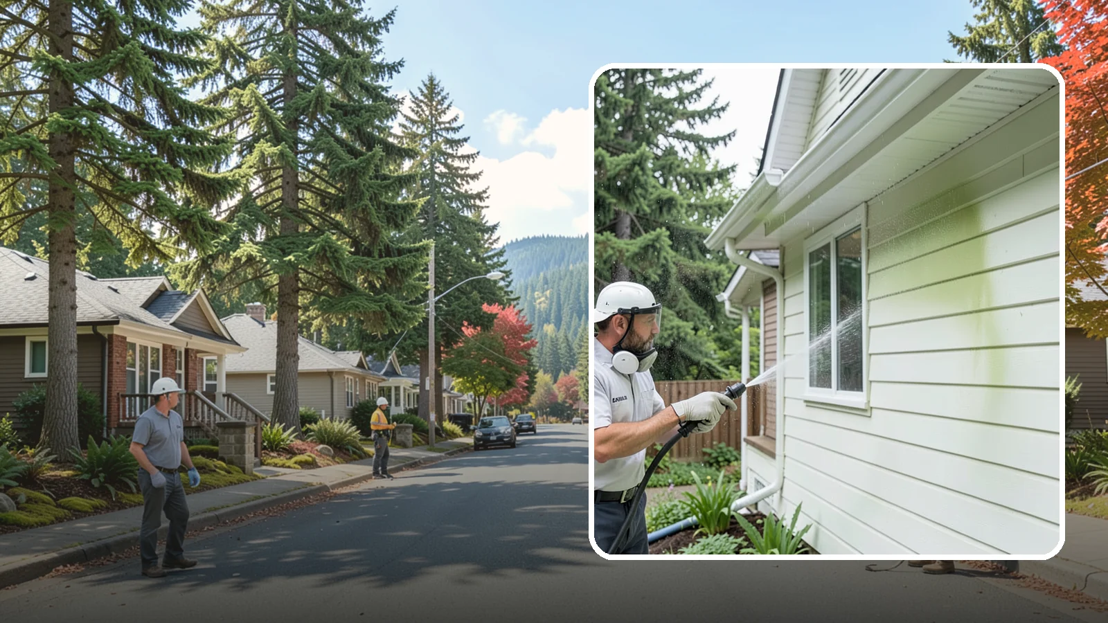 House Algae Removal in Hunts Point, King County, WA - House algae removal strips the green film that coats siding on the shaded, rain-fed walls so common across the Northwest.