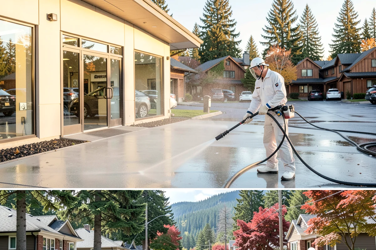 House Algae Removal in Hunts Point, King County, WA - Late spring through early fall gives the dry conditions the treatment needs to work before rain feeds new algae.