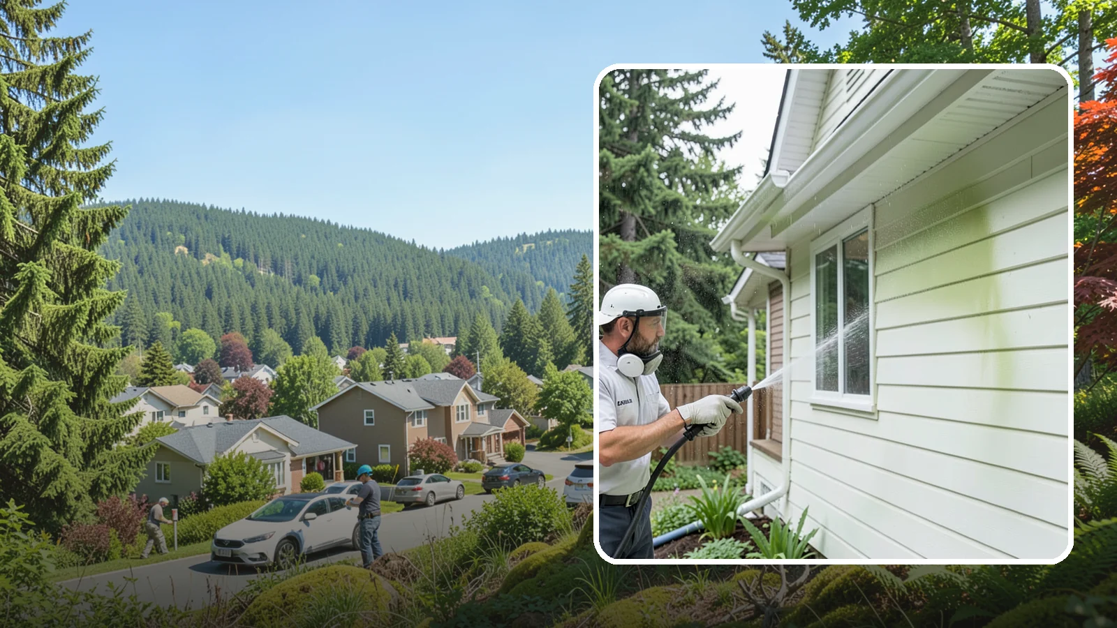 House Algae Removal in Index, Snohomish County, WA - House algae removal strips the green film that coats siding on the shaded, rain-fed walls so common across the Northwest.