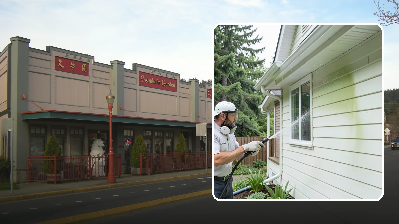 House Algae Removal in Issaquah, King County, WA - House algae removal strips the green film that coats siding on the shaded, rain-fed walls so common across the Northwest.
