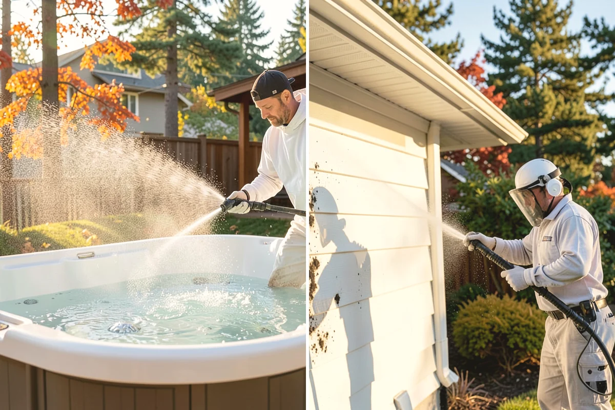 House Algae Removal in Issaquah, King County, WA - Identify the walls with the heaviest green coating