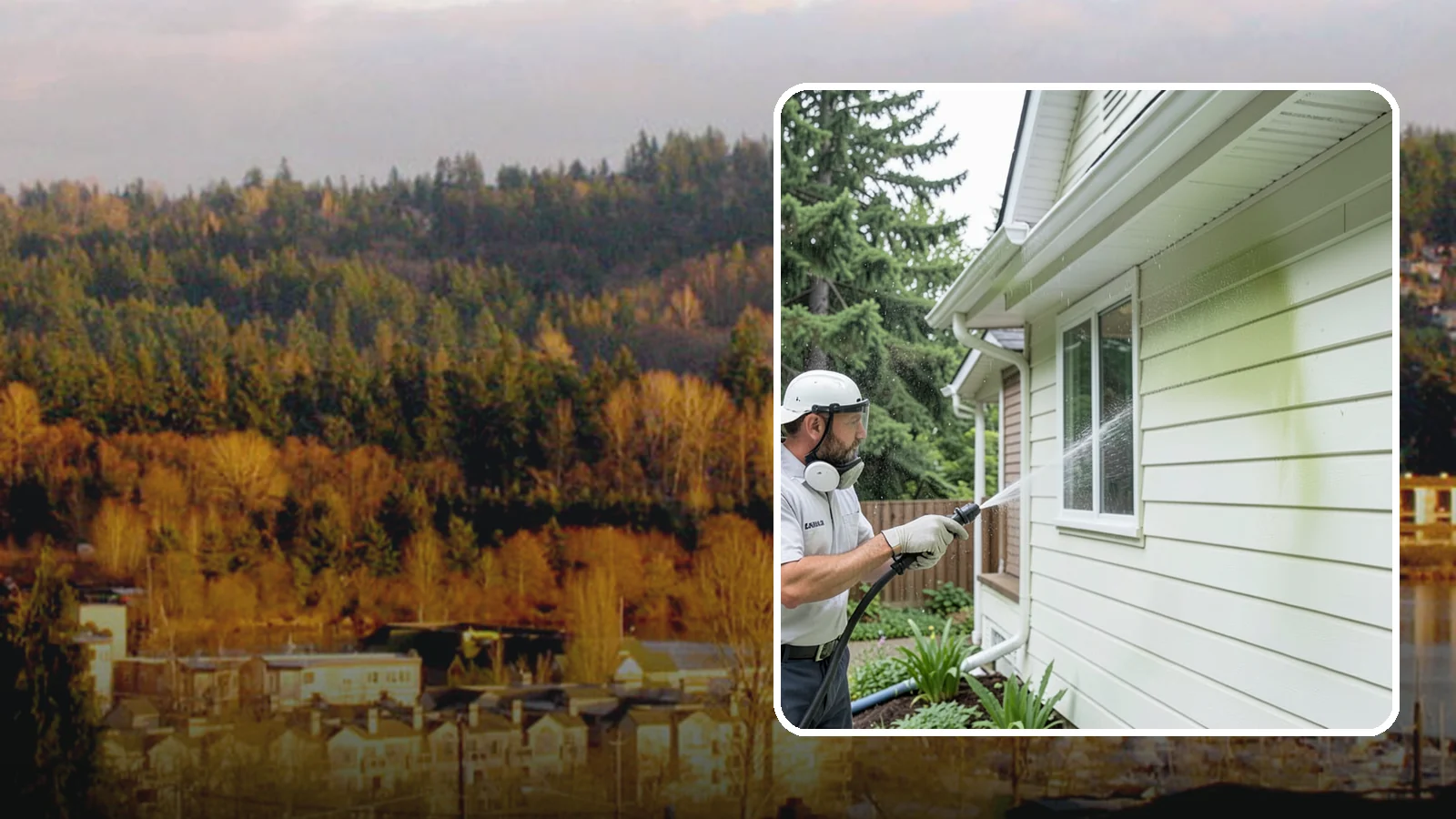 House Algae Removal in Kenmore, King County, WA - House algae removal strips the green film that coats siding on the shaded, rain-fed walls so common across the Northwest.