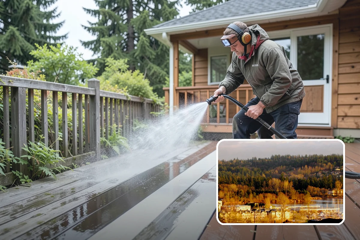 House Algae Removal in Kenmore, King County, WA - Dissolves the green algae film completely