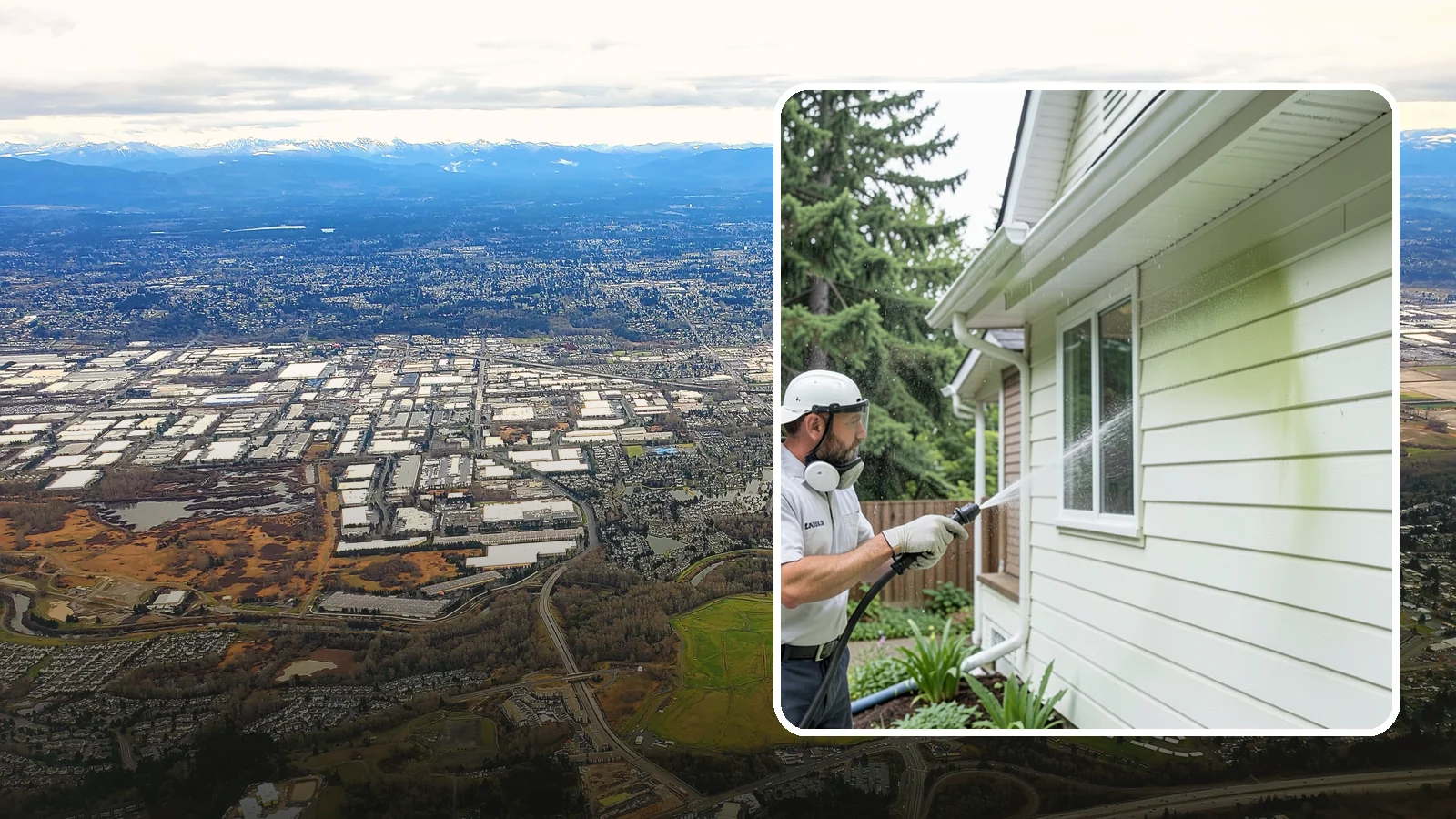 House Algae Removal in Kent, King County, WA - House algae removal strips the green film that coats siding on the shaded, rain-fed walls so common across the Northwest.