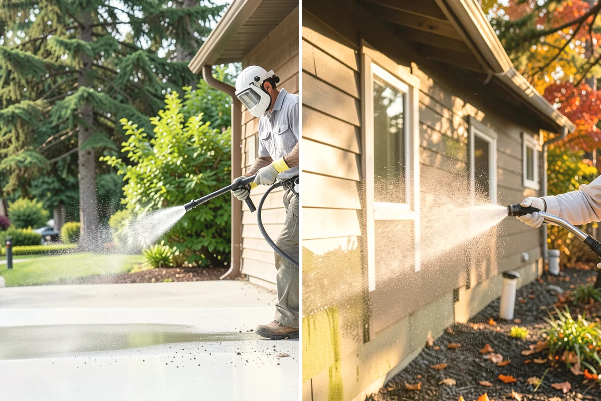 House Algae Removal in La Conner, Skagit County, WA - Identify the walls with the heaviest green coating