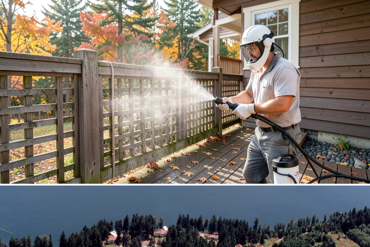 House Algae Removal in Lakewood, Pierce County, WA - Late spring through early fall gives the dry conditions the treatment needs to work before rain feeds new algae.