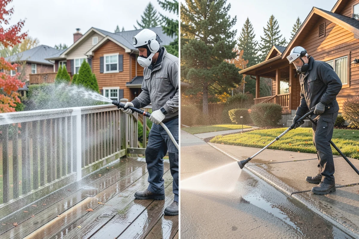House Algae Removal in Marysville, Snohomish County, WA - Identify the walls with the heaviest green coating