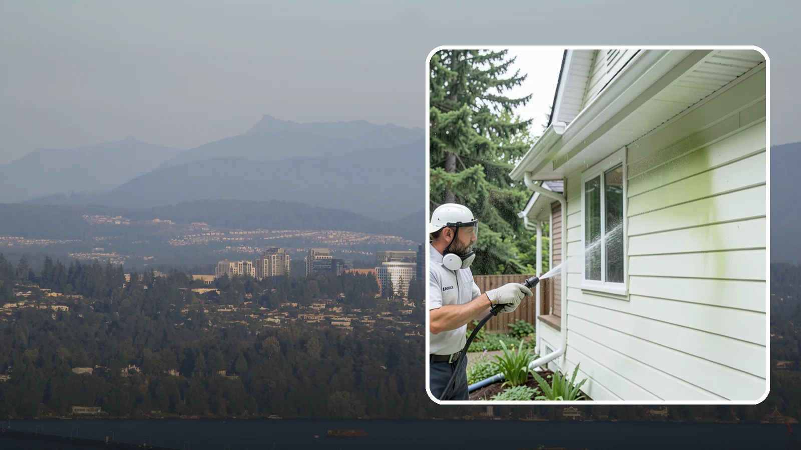House Algae Removal in Medina, King County, WA - House algae removal strips the green film that coats siding on the shaded, rain-fed walls so common across the Northwest.