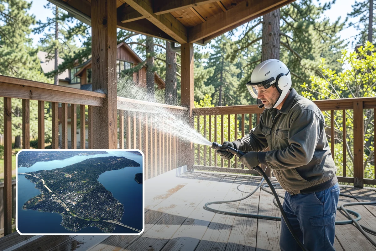 House Algae Removal in Mercer Island, King County, WA - Dissolves the green algae film completely
