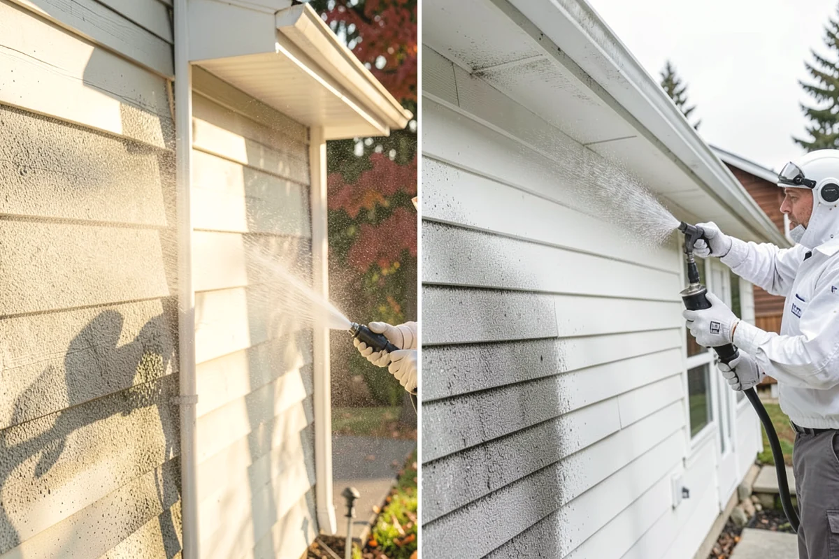 House Algae Removal in Mercer Island, King County, WA - Identify the walls with the heaviest green coating