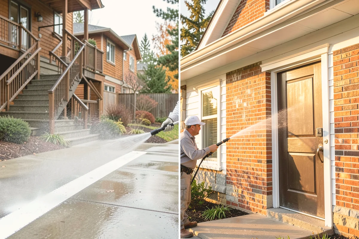 House Algae Removal in Milton, King County, WA - Identify the walls with the heaviest green coating