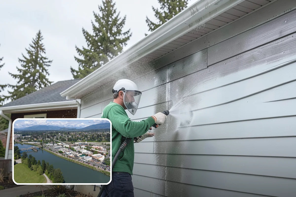 House Algae Removal in Mount Vernon, Skagit County, WA - Dissolves the green algae film completely