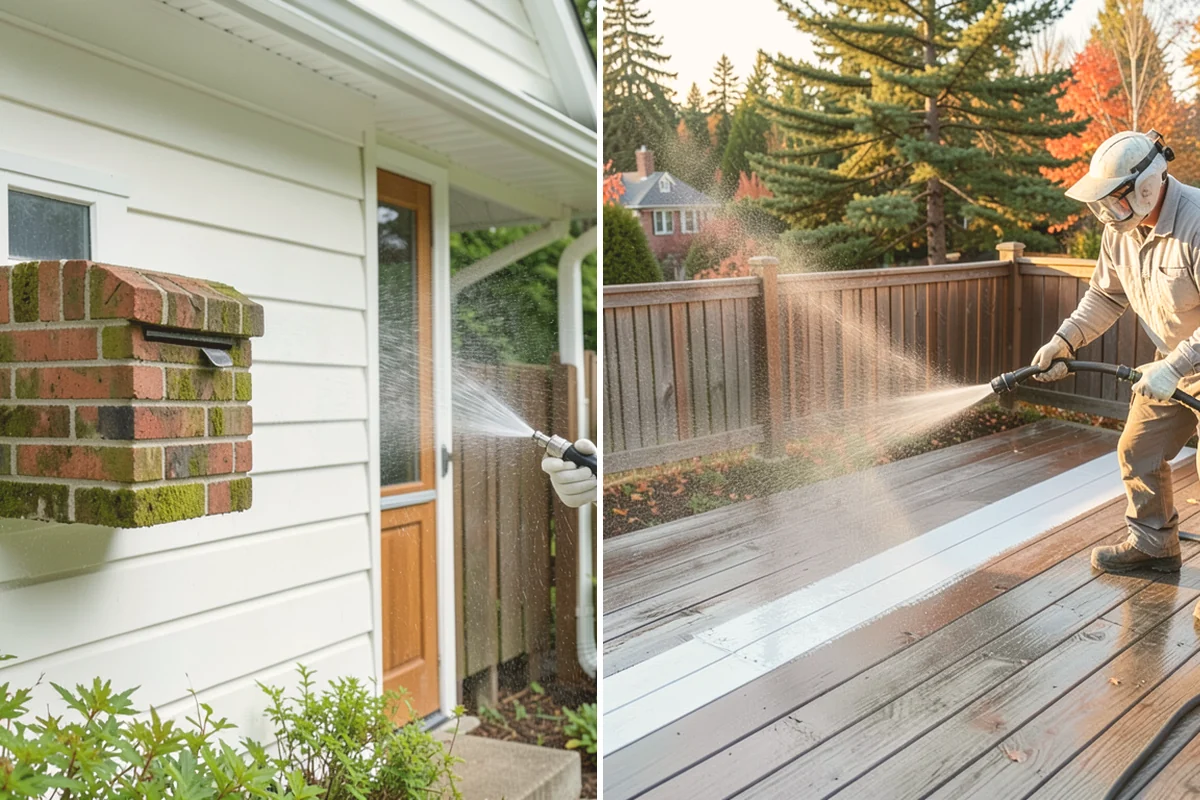 House Algae Removal in Mount Vernon, Skagit County, WA - Identify the walls with the heaviest green coating