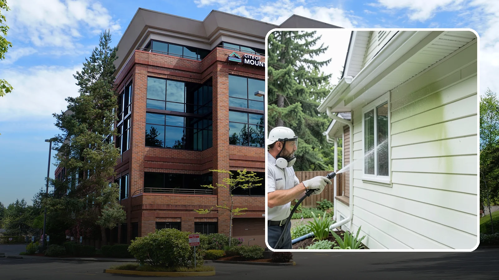 House Algae Removal in Mountlake Terrace, Snohomish County, WA - House algae removal strips the green film that coats siding on the shaded, rain-fed walls so common across the Northwest.