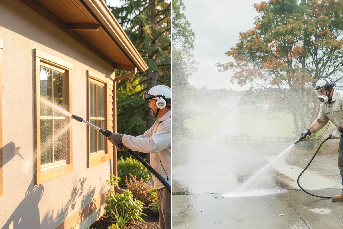 House Algae Removal in Mountlake Terrace, Snohomish County, WA - Identify the walls with the heaviest green coating