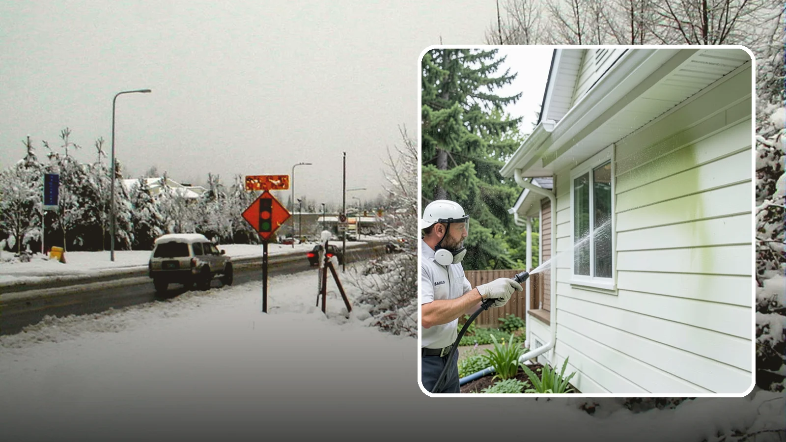 House Algae Removal in Newcastle, King County, WA - House algae removal strips the green film that coats siding on the shaded, rain-fed walls so common across the Northwest.