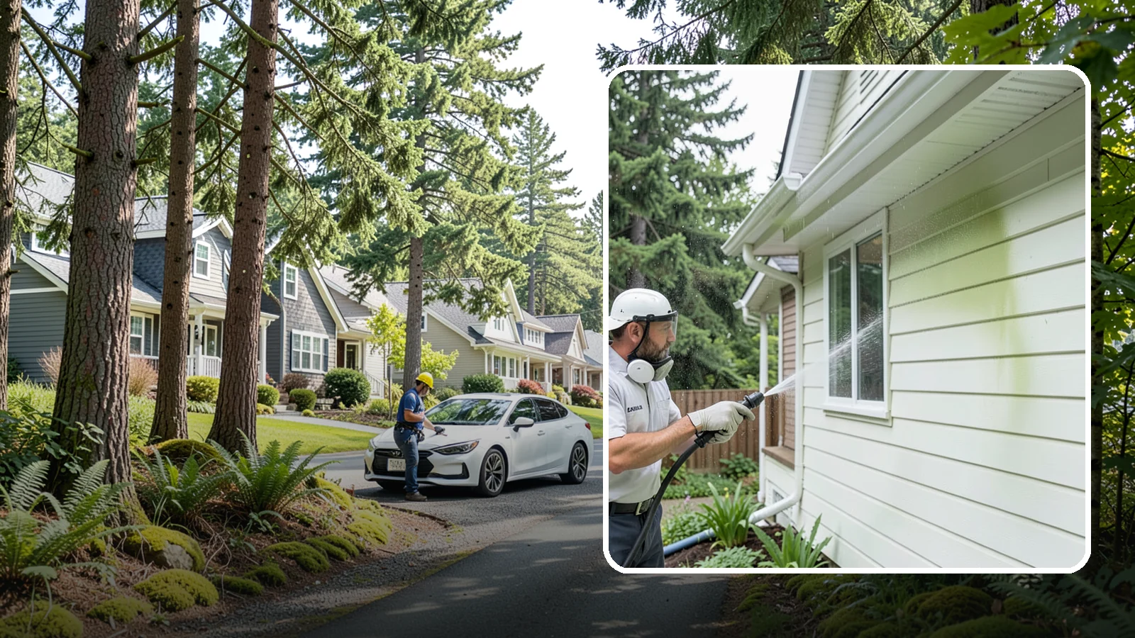 House Algae Removal in Normandy Park, King County, WA - House algae removal strips the green film that coats siding on the shaded, rain-fed walls so common across the Northwest.