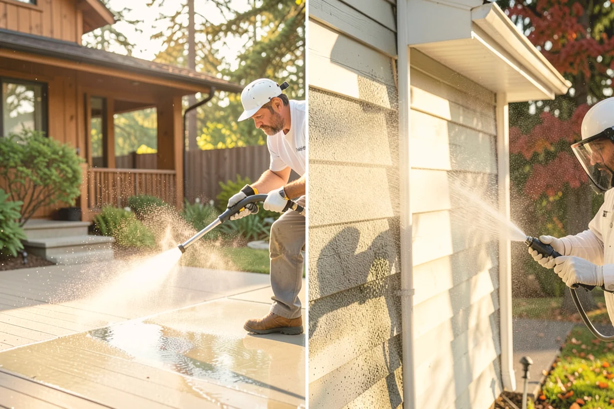 House Algae Removal in Orting, Pierce County, WA - Identify the walls with the heaviest green coating