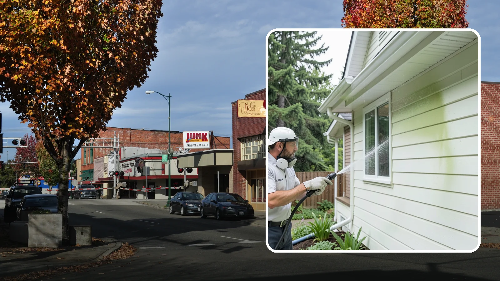 House Algae Removal in Puyallup, Pierce County, WA - House algae removal strips the green film that coats siding on the shaded, rain-fed walls so common across the Northwest.