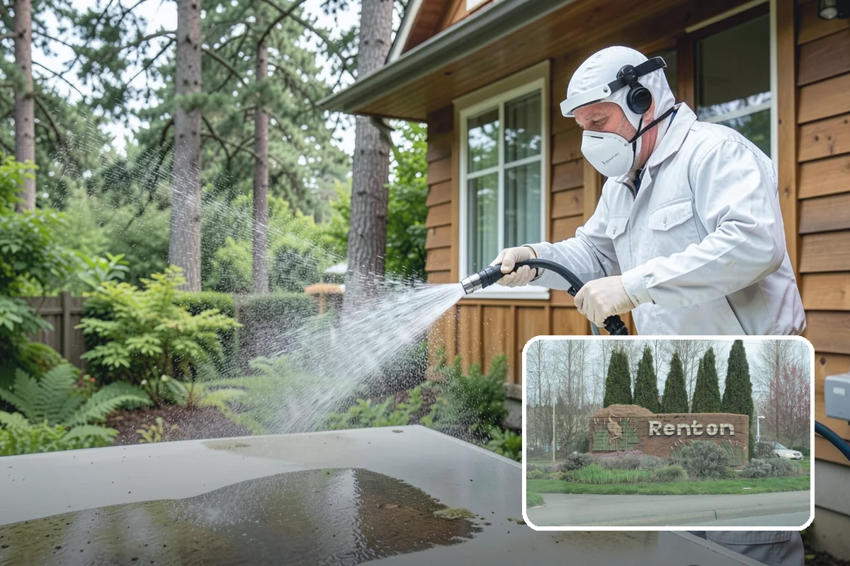 House Algae Removal in Renton, King County, WA - Dissolves the green algae film completely