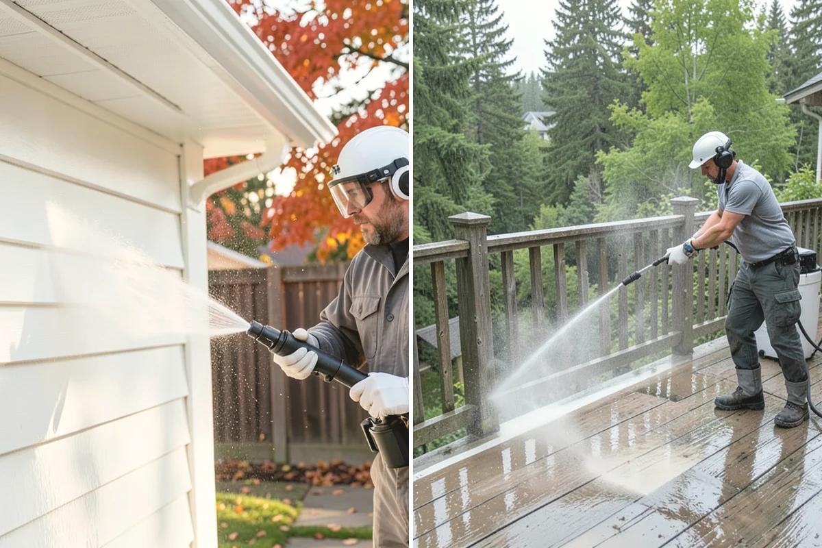 House Algae Removal in Ruston, Pierce County, WA - Identify the walls with the heaviest green coating