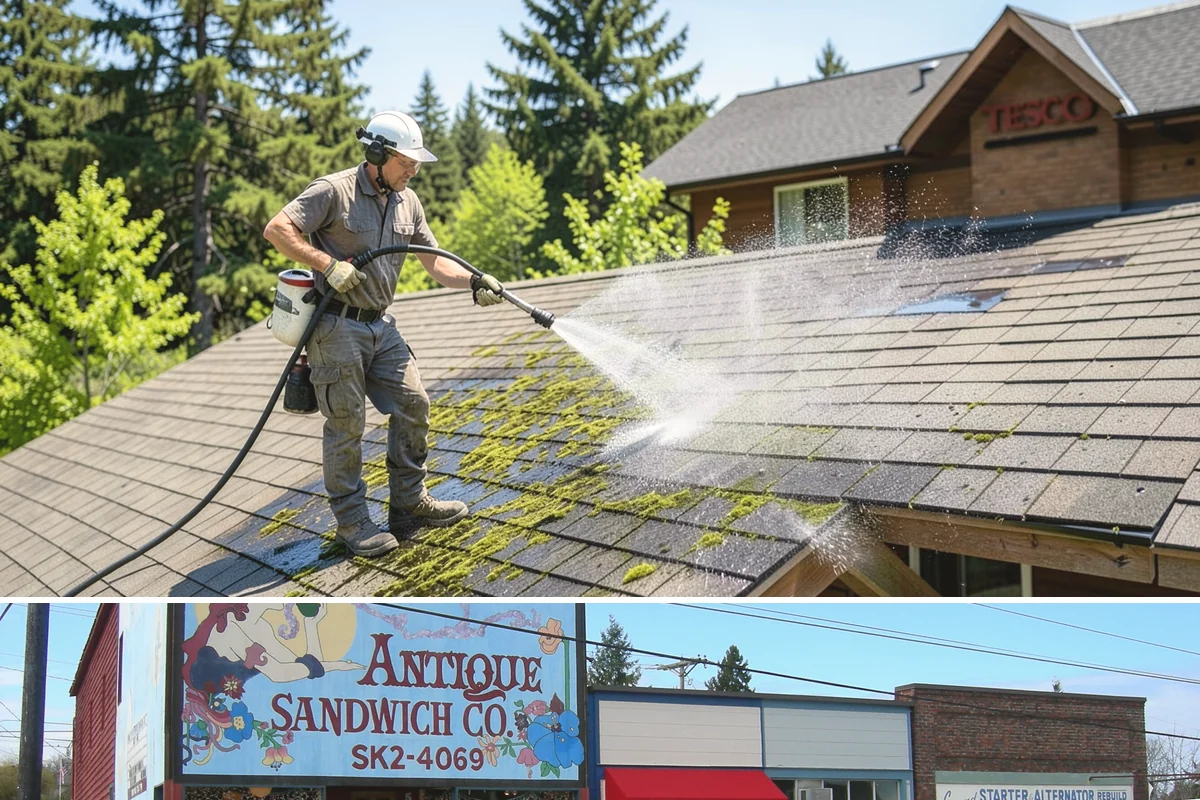 House Algae Removal in Ruston, Pierce County, WA - Late spring through early fall gives the dry conditions the treatment needs to work before rain feeds new algae.