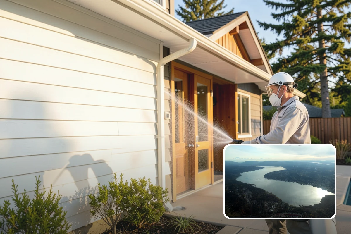 House Algae Removal in Sammamish, King County, WA - Dissolves the green algae film completely