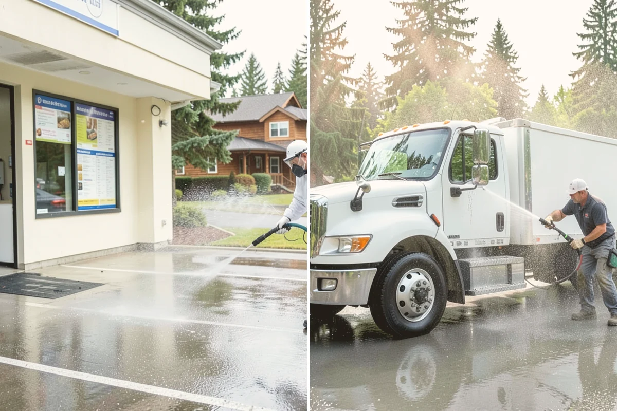 House Algae Removal in Sammamish, King County, WA - Identify the walls with the heaviest green coating