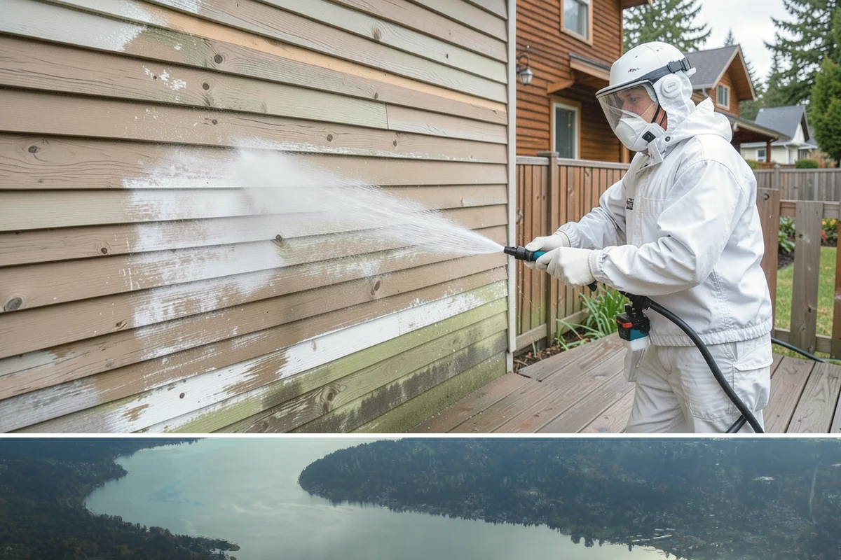 House Algae Removal in Sammamish, King County, WA - Late spring through early fall gives the dry conditions the treatment needs to work before rain feeds new algae.