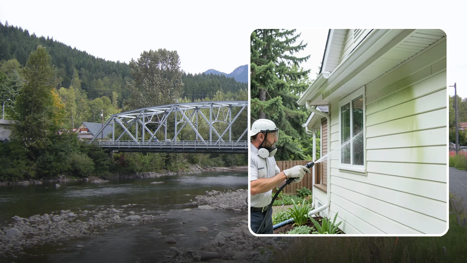 House Algae Removal in Skykomish, King County, WA - House algae removal strips the green film that coats siding on the shaded, rain-fed walls so common across the Northwest.