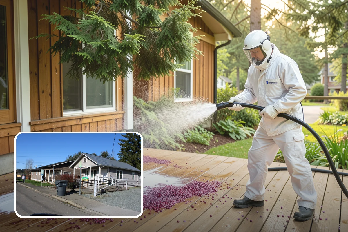 House Algae Removal in South Prairie, Pierce County, WA - Dissolves the green algae film completely