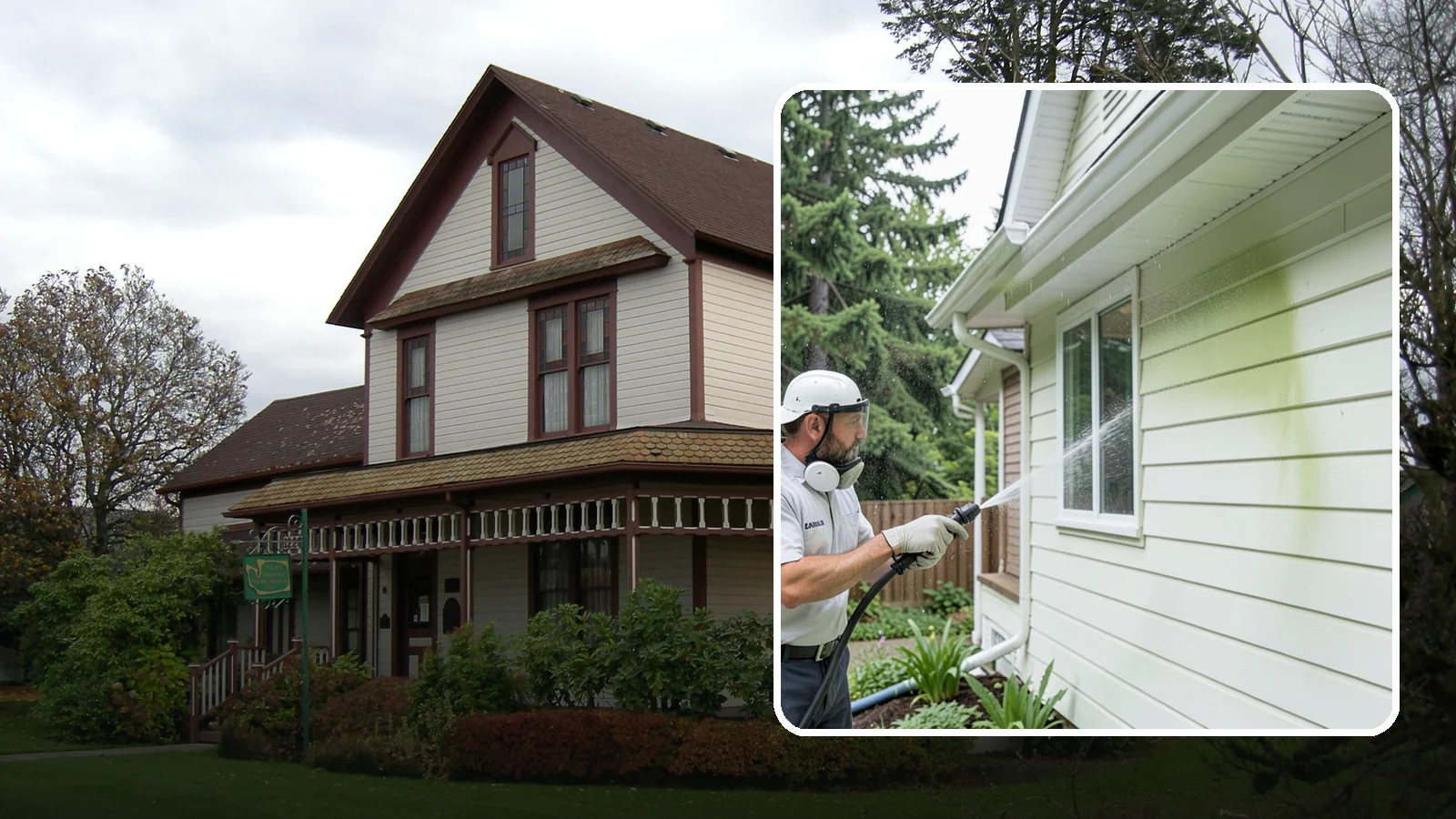 House Algae Removal in Sumner, Pierce County, WA - House algae removal strips the green film that coats siding on the shaded, rain-fed walls so common across the Northwest.